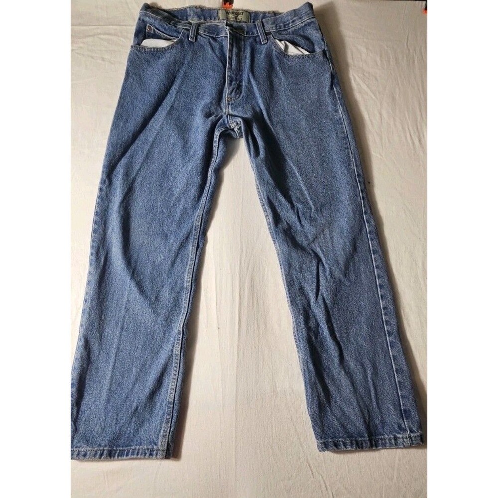 Wrangler Authentics Men's Blue Relaxed Fit Straight Leg Jeans Size 38x32